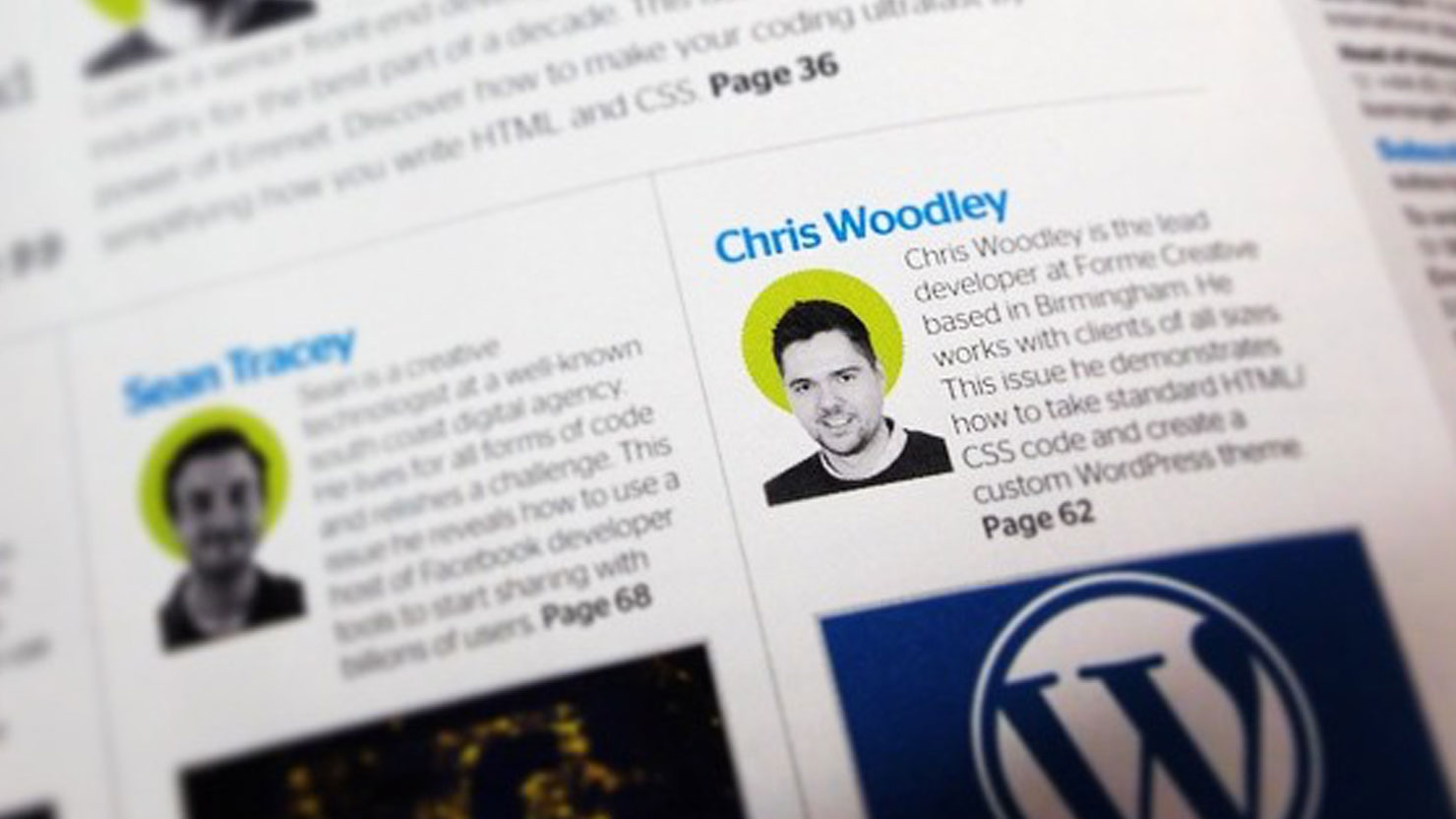 chris woodley featured in web designer magazine article about wordpress website design