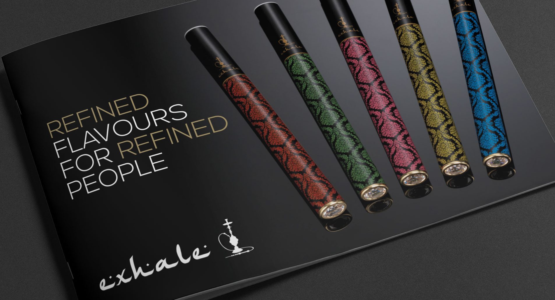 brochure design and branding example for exhale shisha pens