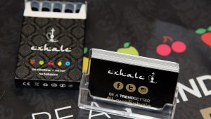 business cards and packaging design for exhale shisha pens