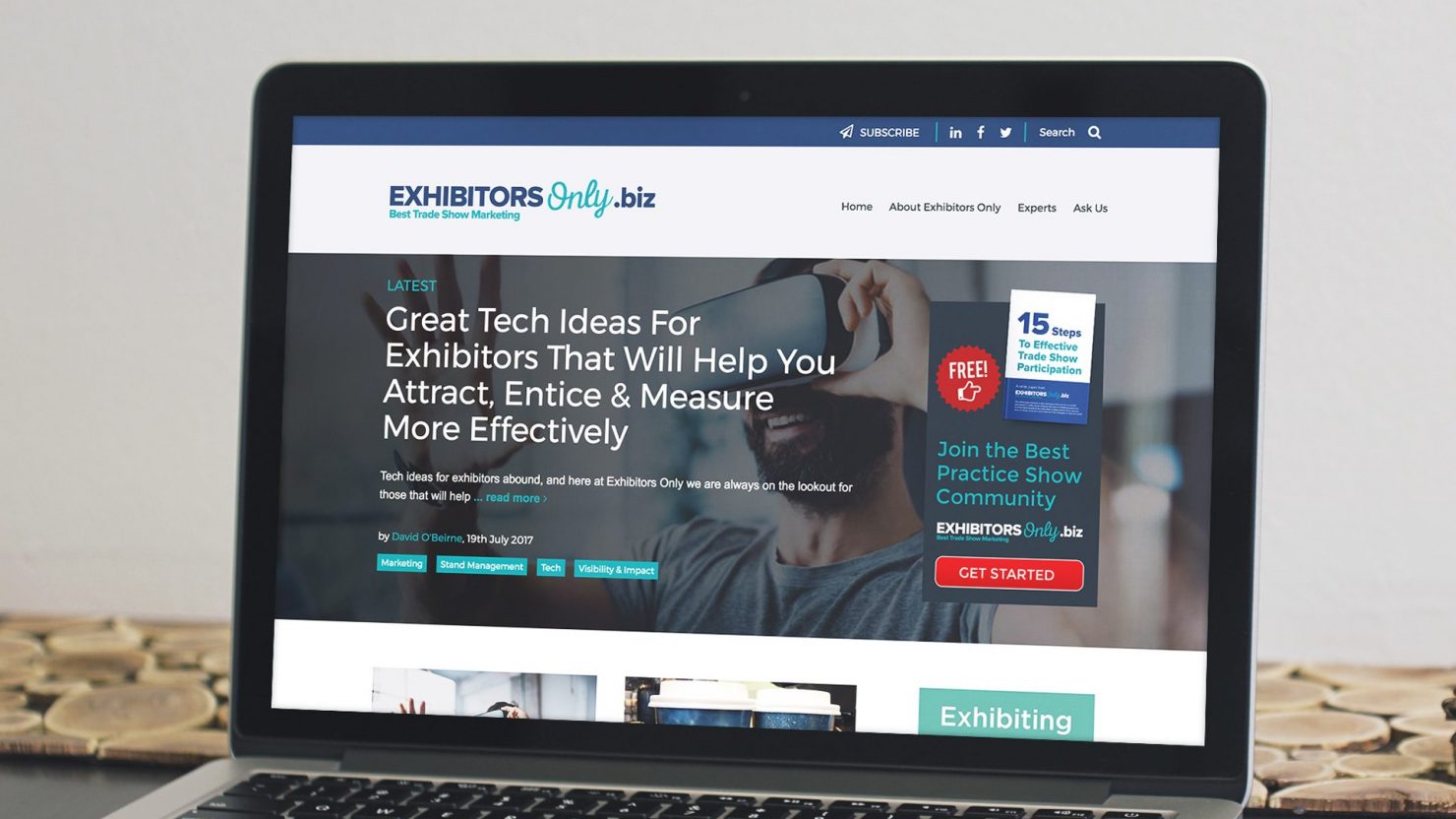 creative responsive web design for exhibitors only on laptop