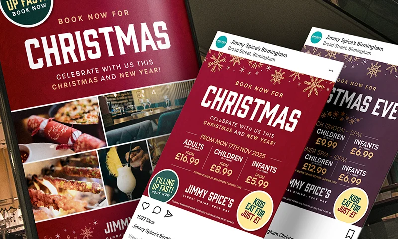 jimmy spices birmingham christmas marketing social media posters colab digital