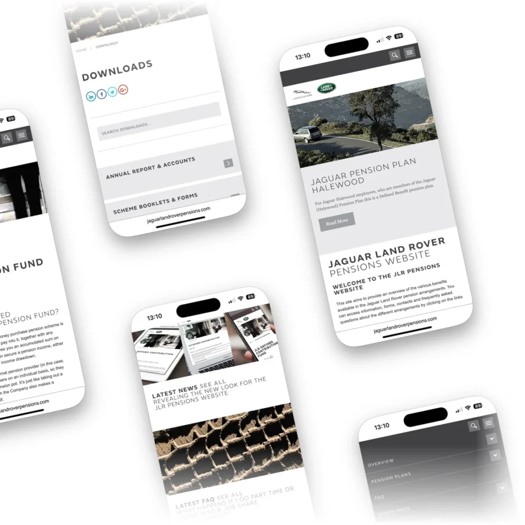 jaguar landrover pensions website design development colab digital