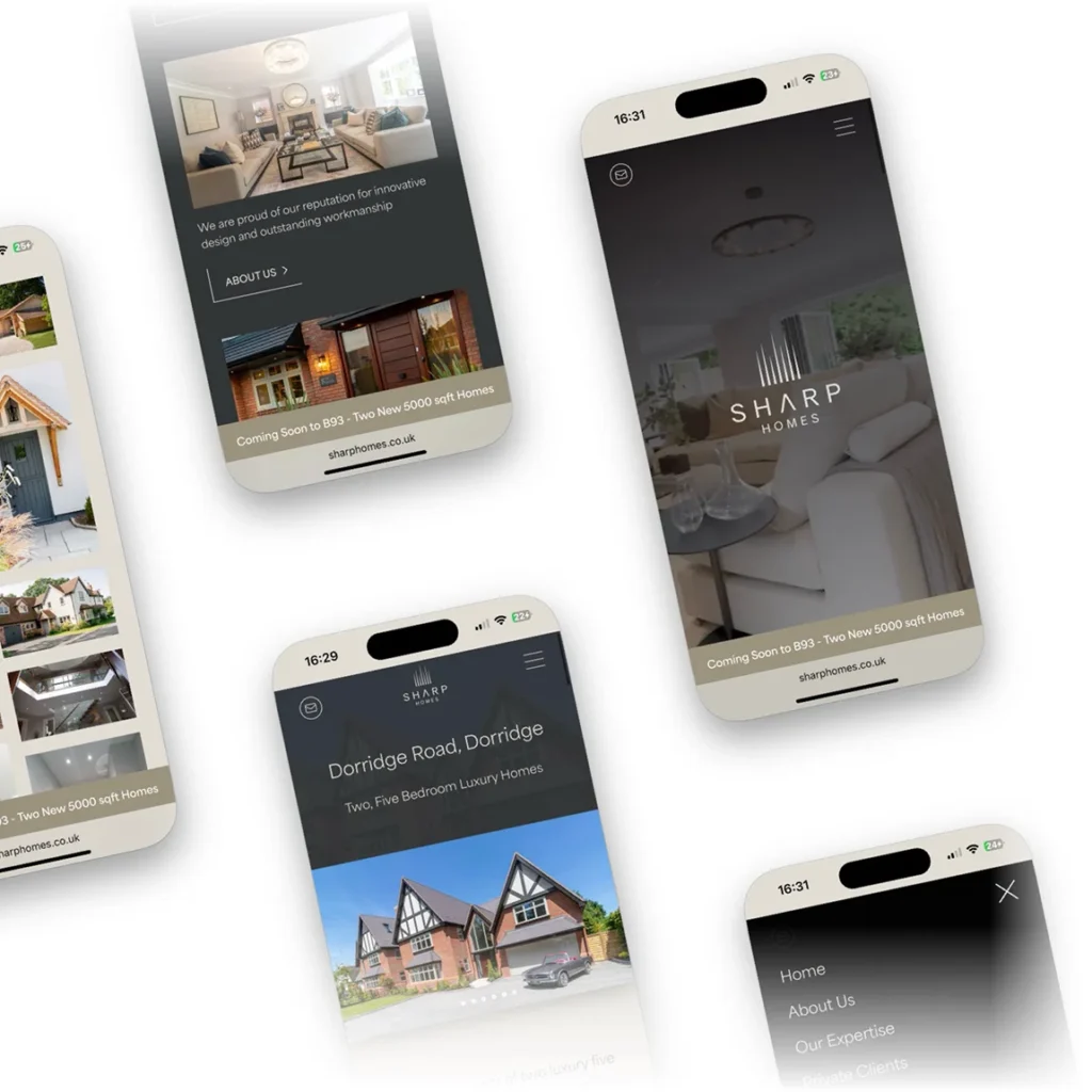 sharp homes property developer website design colab digital