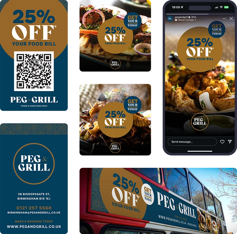 peg and grill birmingham social media campaign graphics