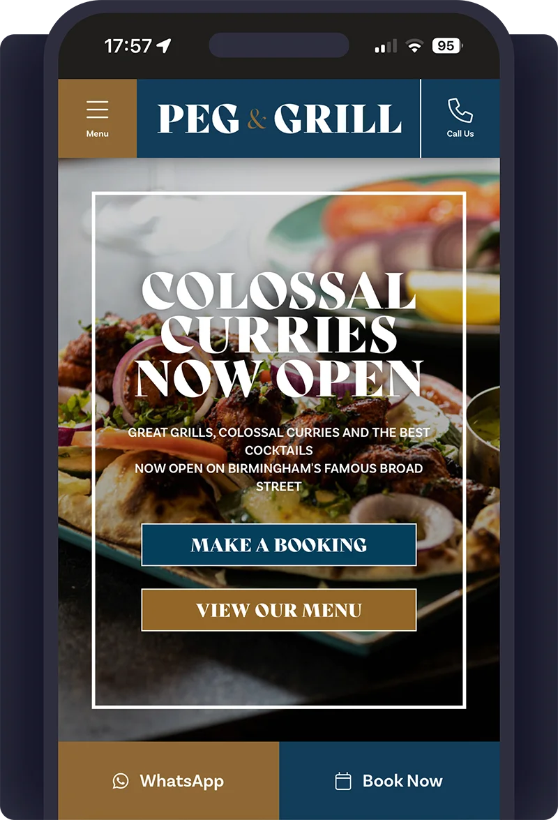 restaurant wordpress websites peg and grill birmingham