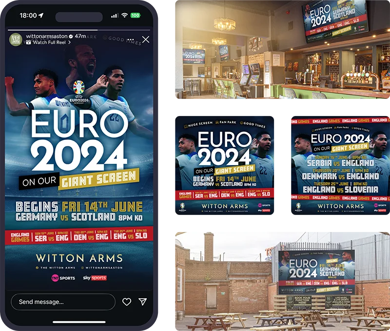 the witton arms aston euro 2024 marketing campaign graphics